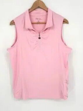 Sport Quarter Zip Pink Sleeveless Top